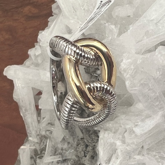 NWT Judith Ripka Fine Jewelry Interlocking Eternity Ring with 18K Gold - 6 - Picture 5 of 15